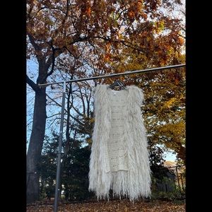 Sun & Shadow Ivory Shaggy Vest (Size XS) 🖤✨